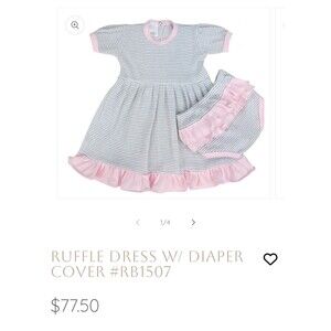 Paty Pima Cotton Ruffle Dress, Made In USA, Baby Girl 3m, Dress Only